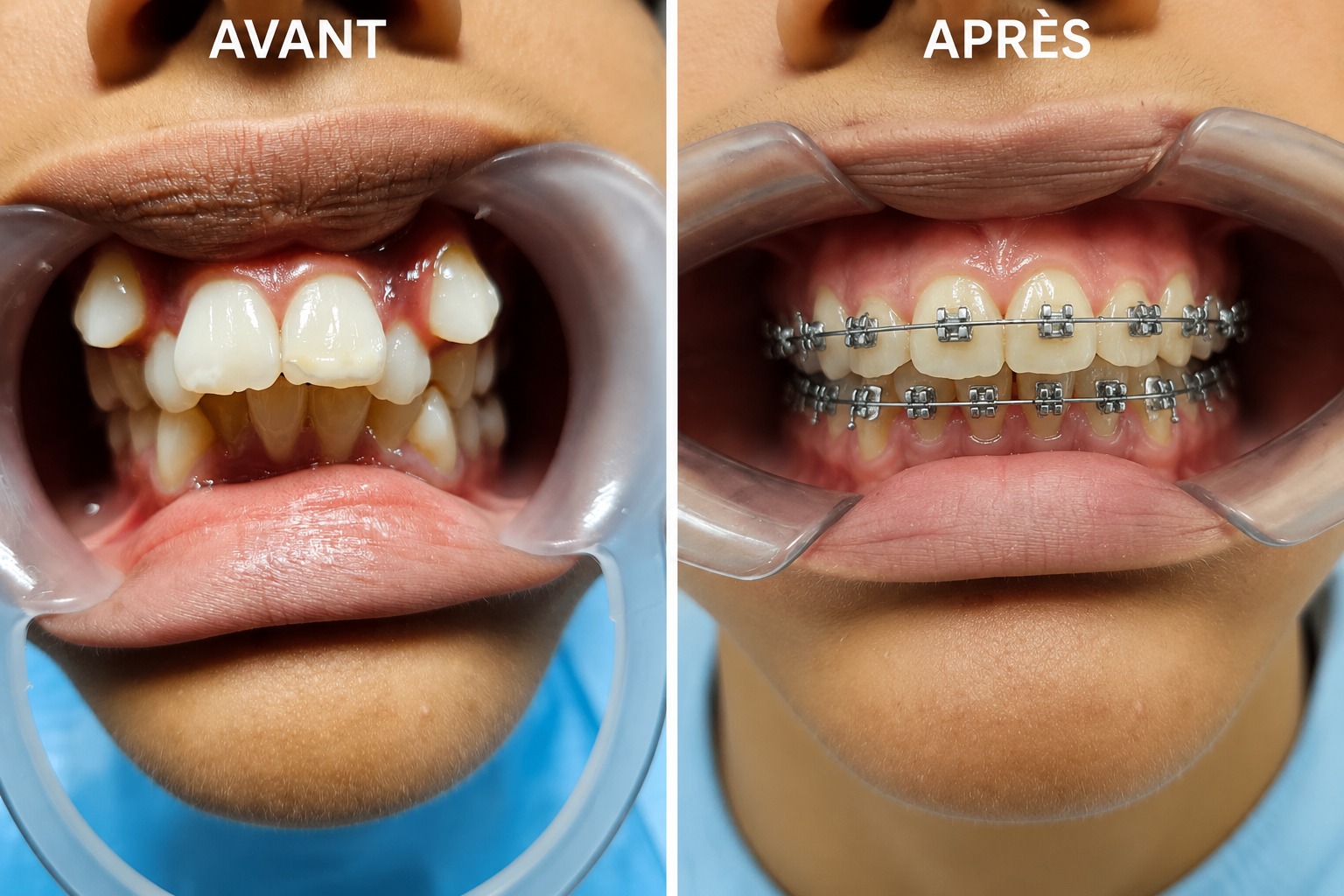 Résultat avant/après traitement orthodontique au Cabinet Le Sourire